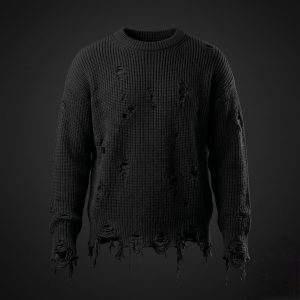 glitch distressed knit sweater